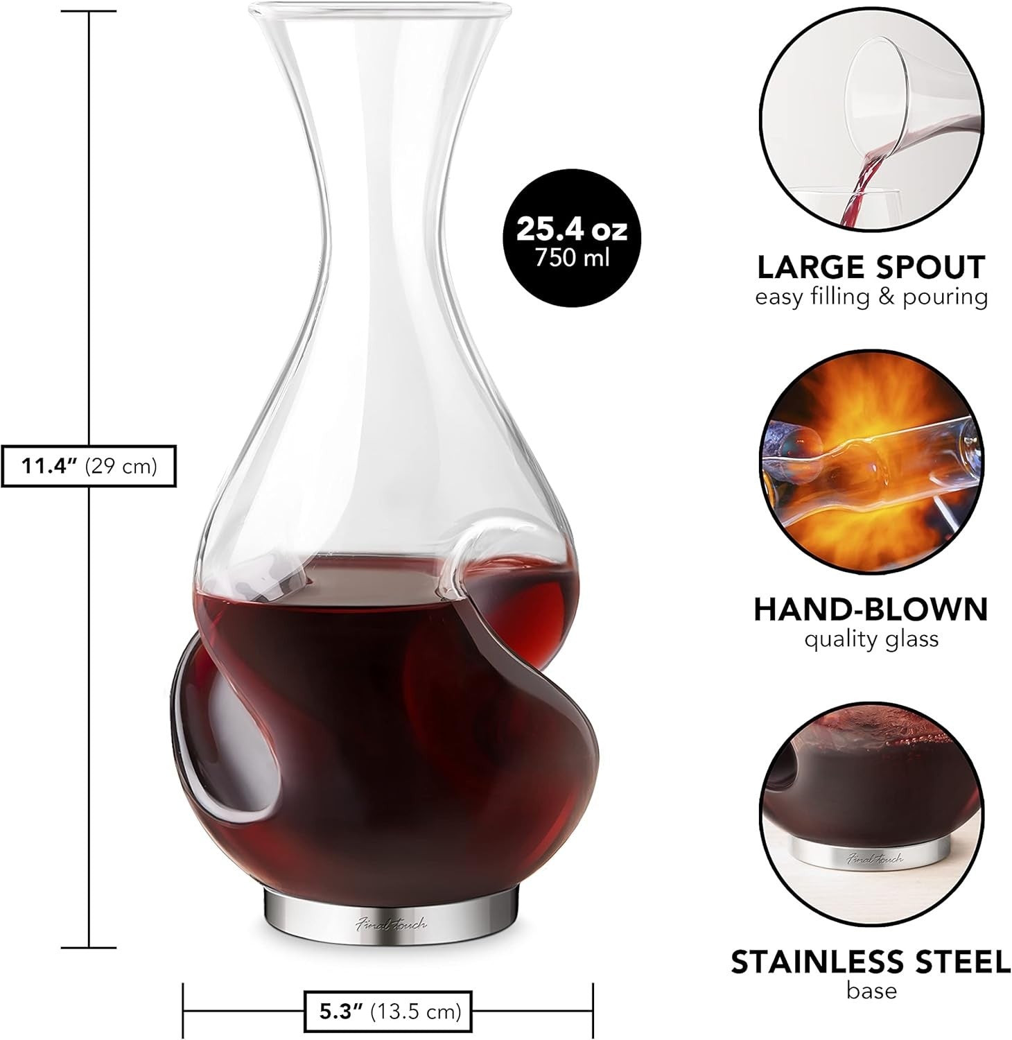 750ml Conundrum Wine Decanter Borosilicate Glass 2-Phase Aerator Gift Set
