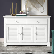 White Storage Sideboard Cabinet 3 Doors 2 Drawers Living Room Organizer