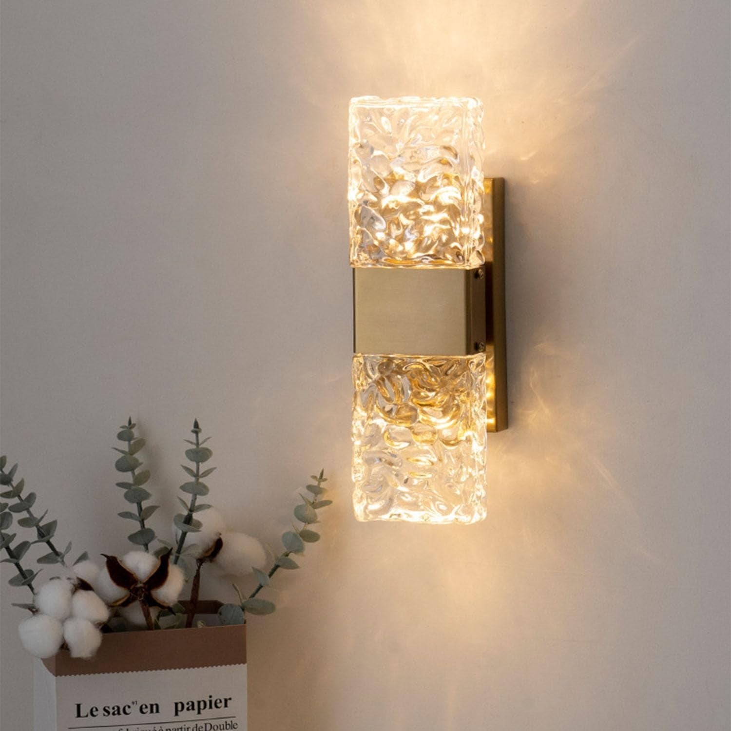 Modern Gold Crystal Wall Sconce Light LED Bedroom Living Room Lamp