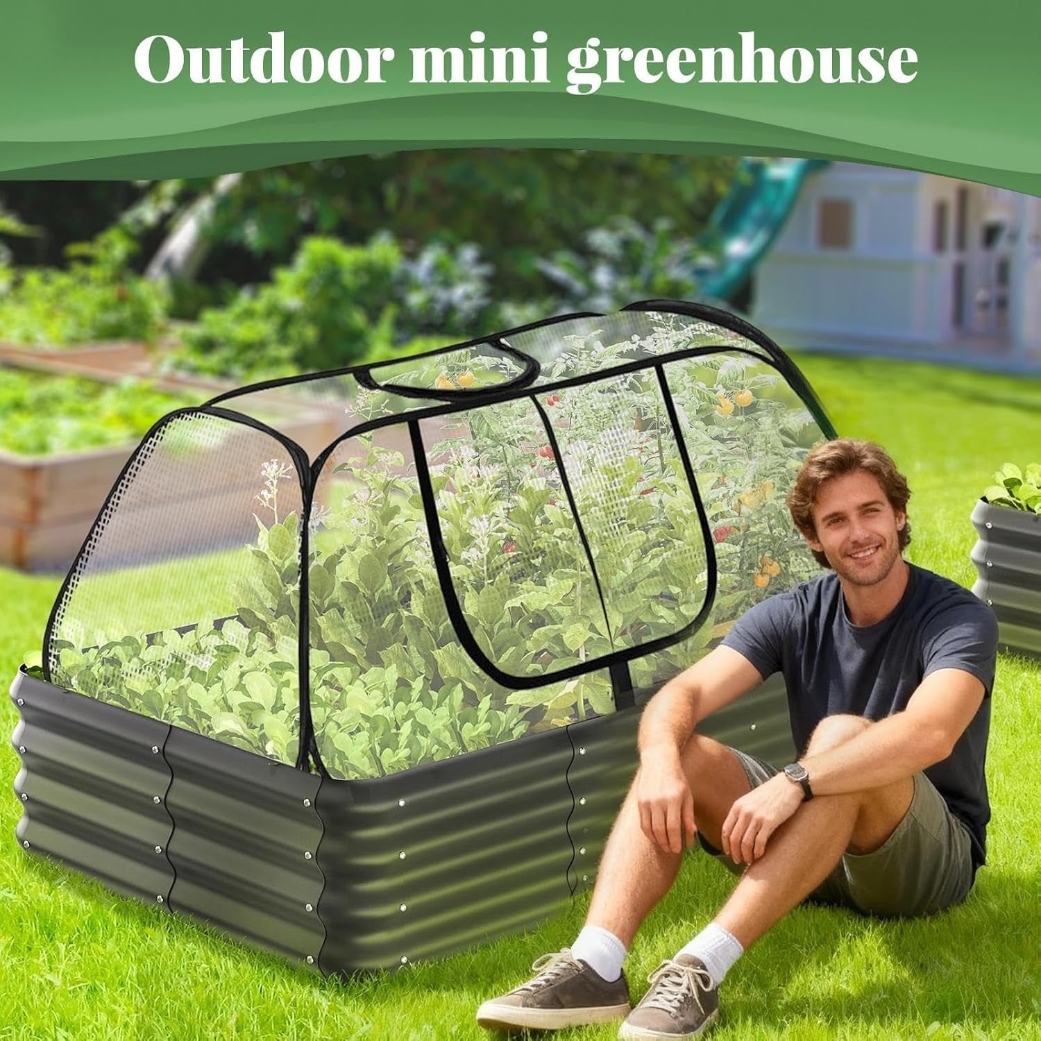 Portable Mesh Tunnel Greenhouse Waterproof UV Protection Cold Frame 35x35cm