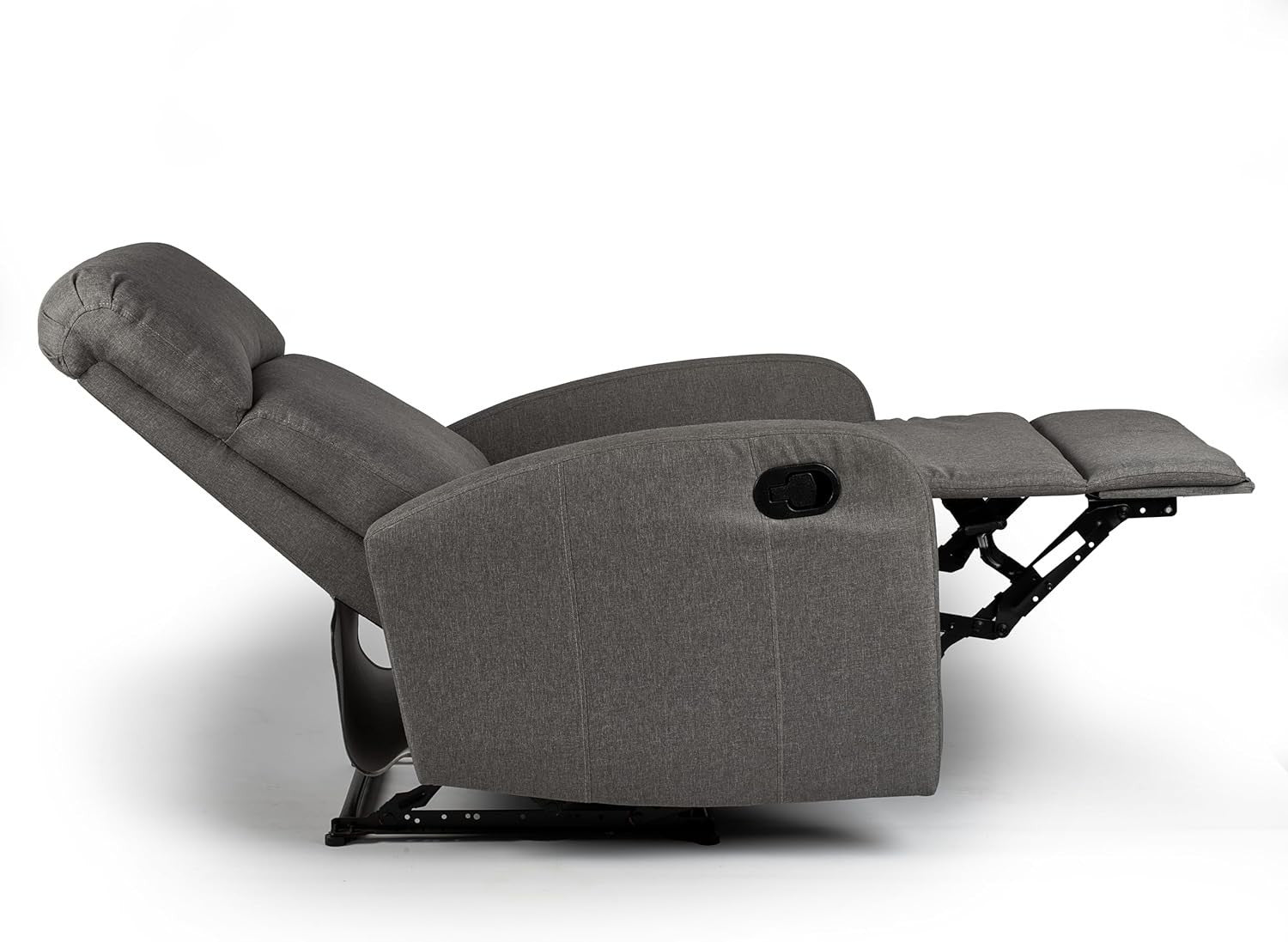 Silver Fabric Recliner Armchair Lounge Chair with Footrest Support