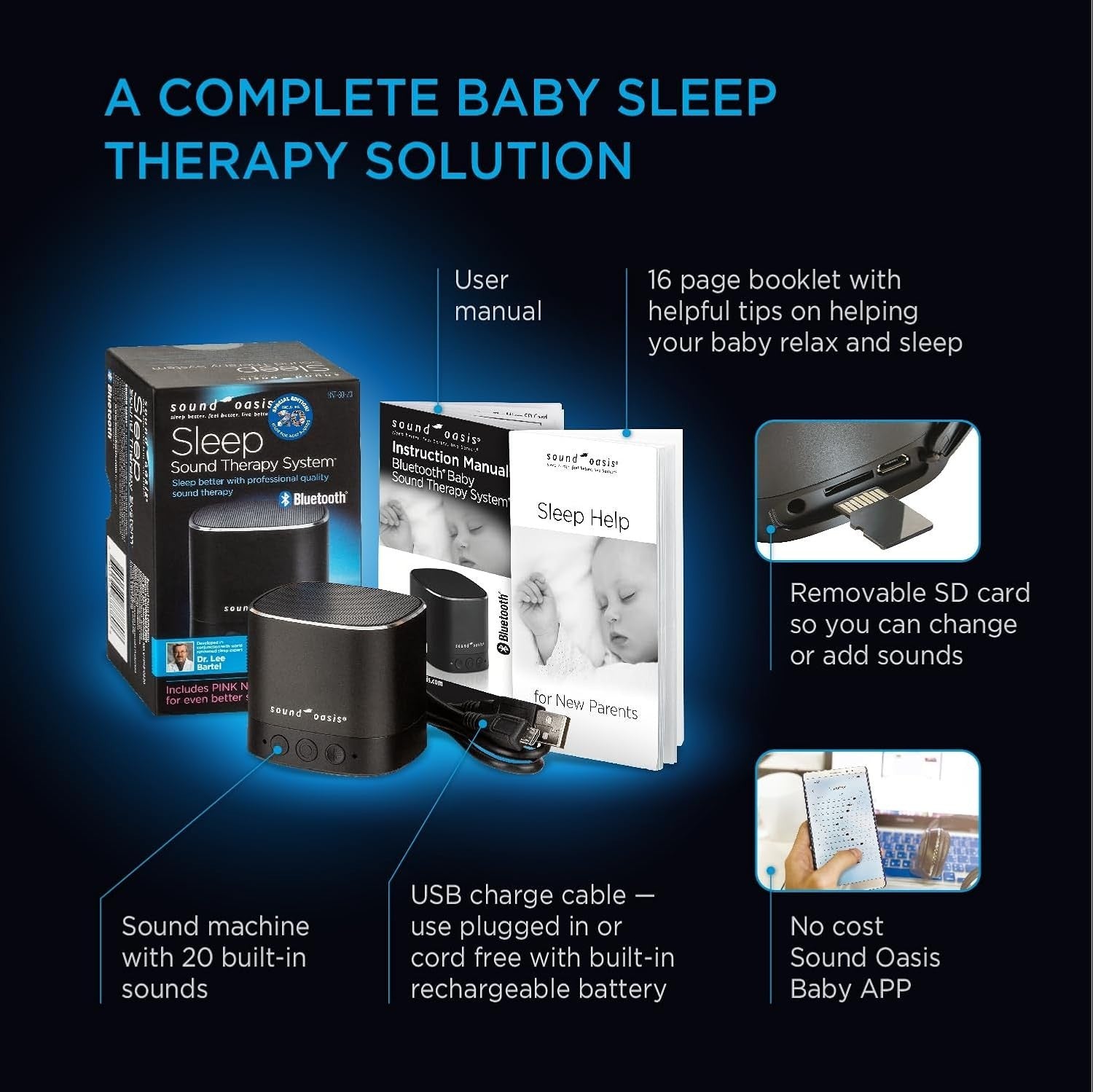 Baby Sound Machine Bluetooth 20 Soothing Sounds Sleep Aid Portable