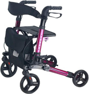 4 Wheel Rollator Walker with Seat Backrest Folding Lightweight Adjustable