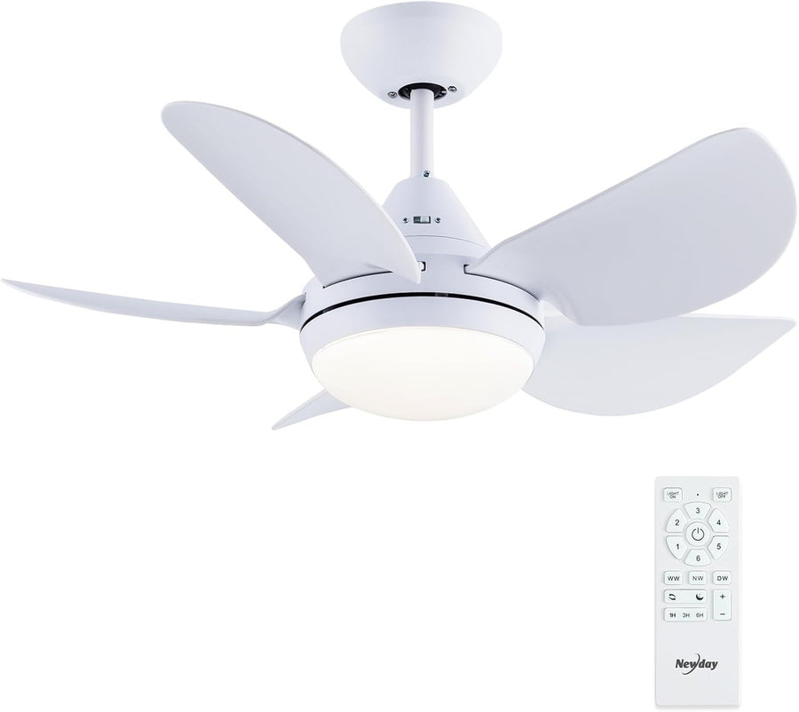 30" Ceiling Fan with Light, 6-Speed DC Motor, Remote, Dimmable LED