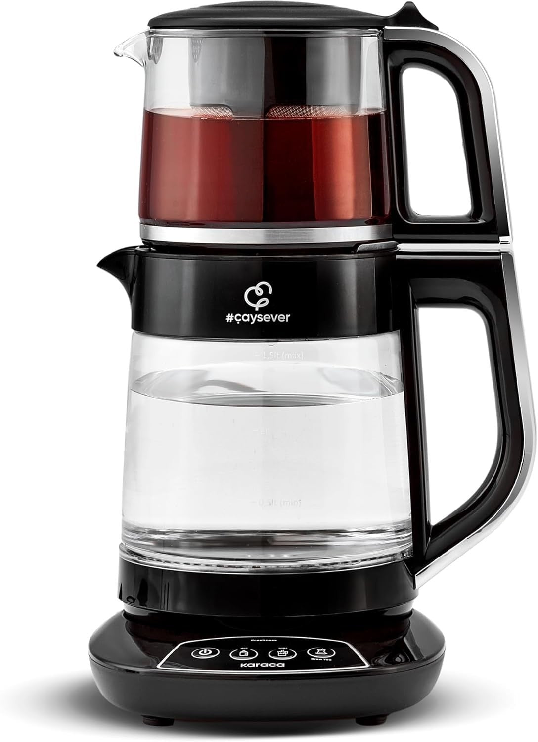Smart Turkish Tea Maker 1.5L Kettle 0.8L Glass Teapot 1700W