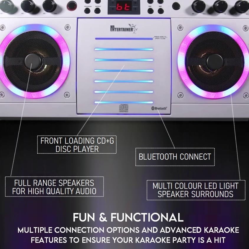 Beatbox Karaoke Machine 2 Mics CDG/CD+G Disco Lights 240 Songs Party