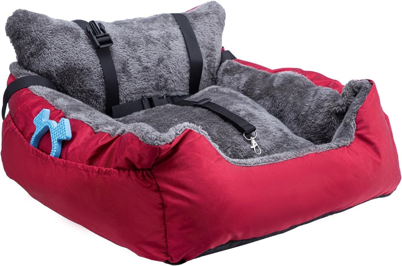 Plush Dog Car Seat Travel Bed Safety Leash Non Slip Pet Booster Red