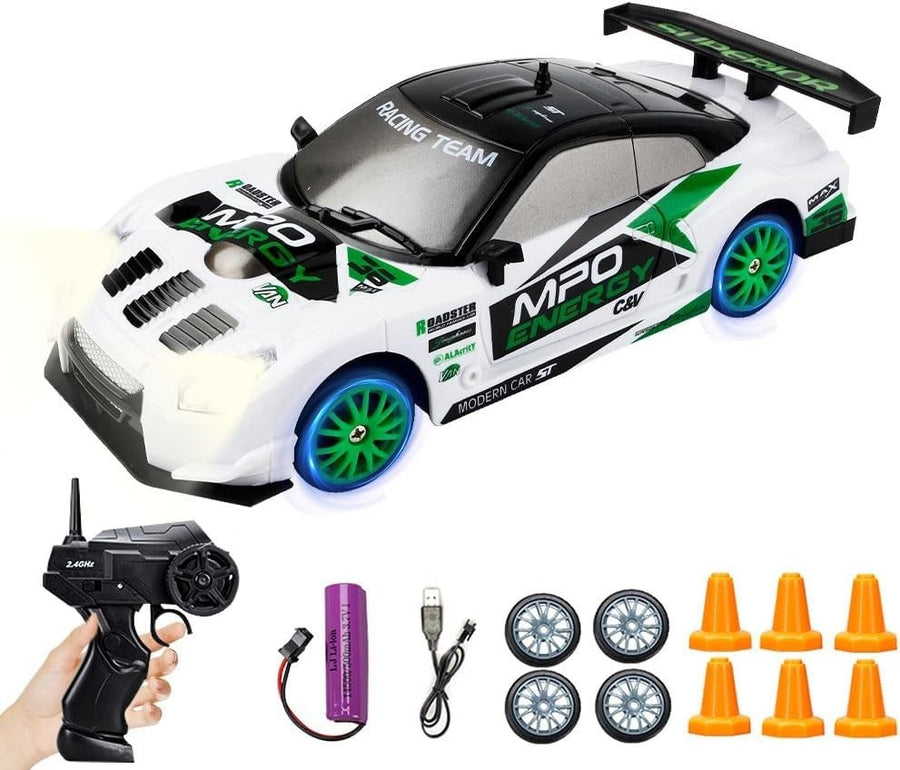 1:24 RC Drift Car 4WD 2.4GHz Remote Control Racing LED Lights 10km/h Toy Gift