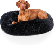 Large Calming Donut Dog Bed 80cm Washable Non Slip Black