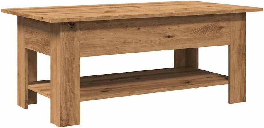 Modern Engineered Oak Coffee Table with Storage Shelf – Stylish & Durable