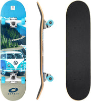 31" Beginner Trick Skateboard Double Kick Concave Maple Deck ABEC 7 Adult Blue