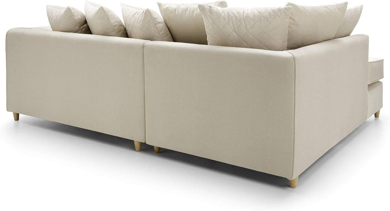 Cream Velvet L Shape Corner Sofa – Water Repellent, Plush Comfort 4 Seater