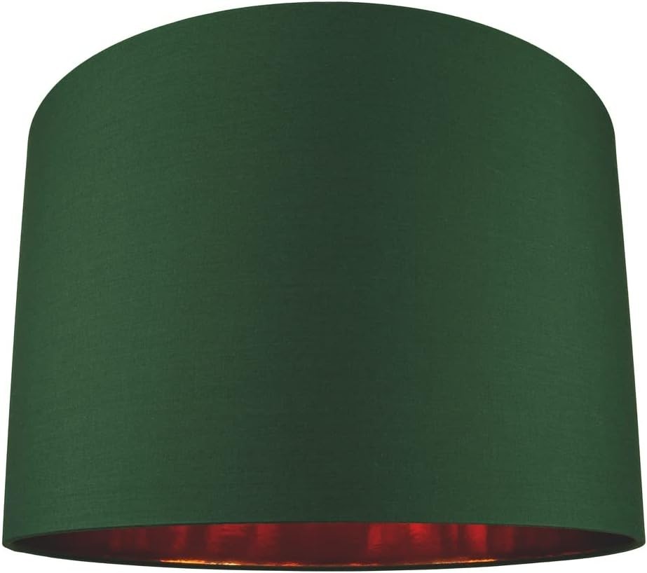 Forest Green Drum Lampshade 40cm Copper Inner Table Floor Pendant