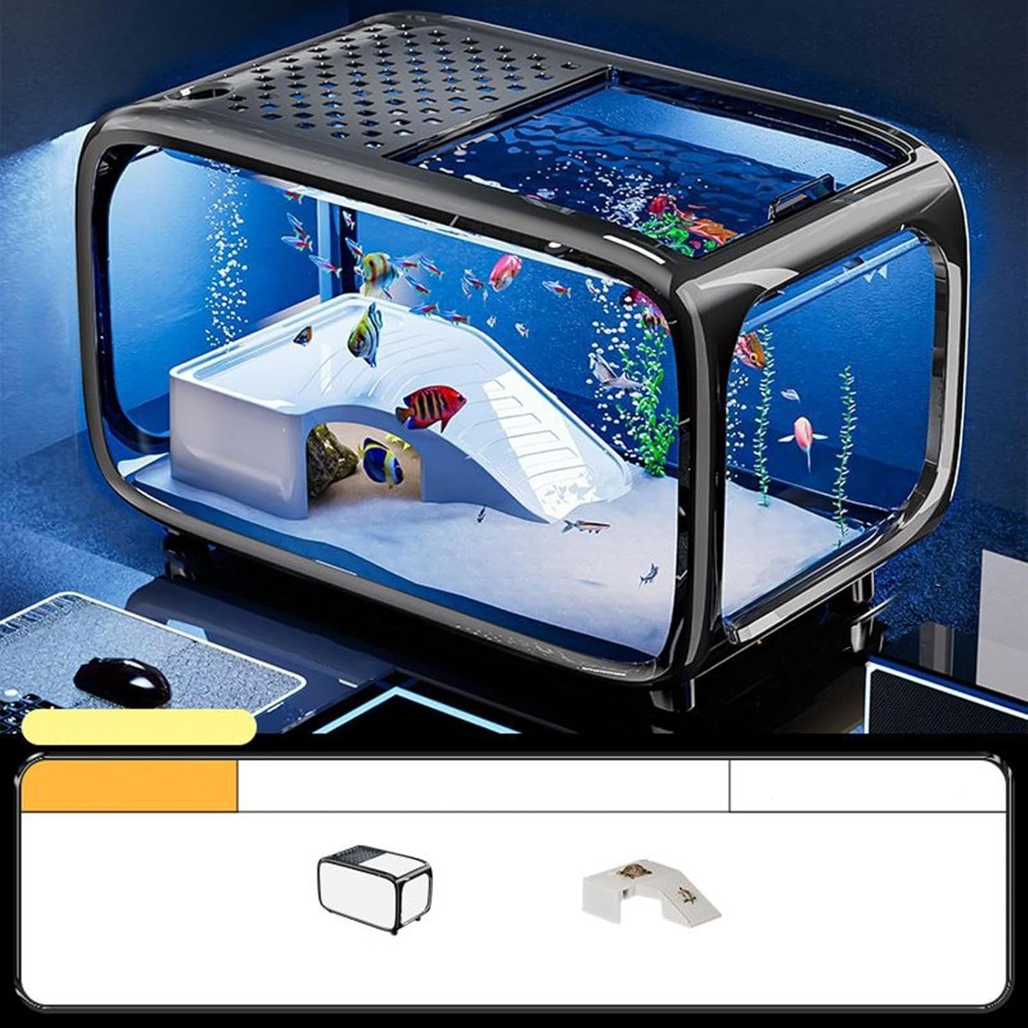 Betta Fish Tank with Top Feeding Hole & Acrylic Desktop Aquarium