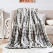 Luxury Thick Plush Fleece Throw Blanket Soft Warm Sofa Bed Tie Dye Grey 100x160c
