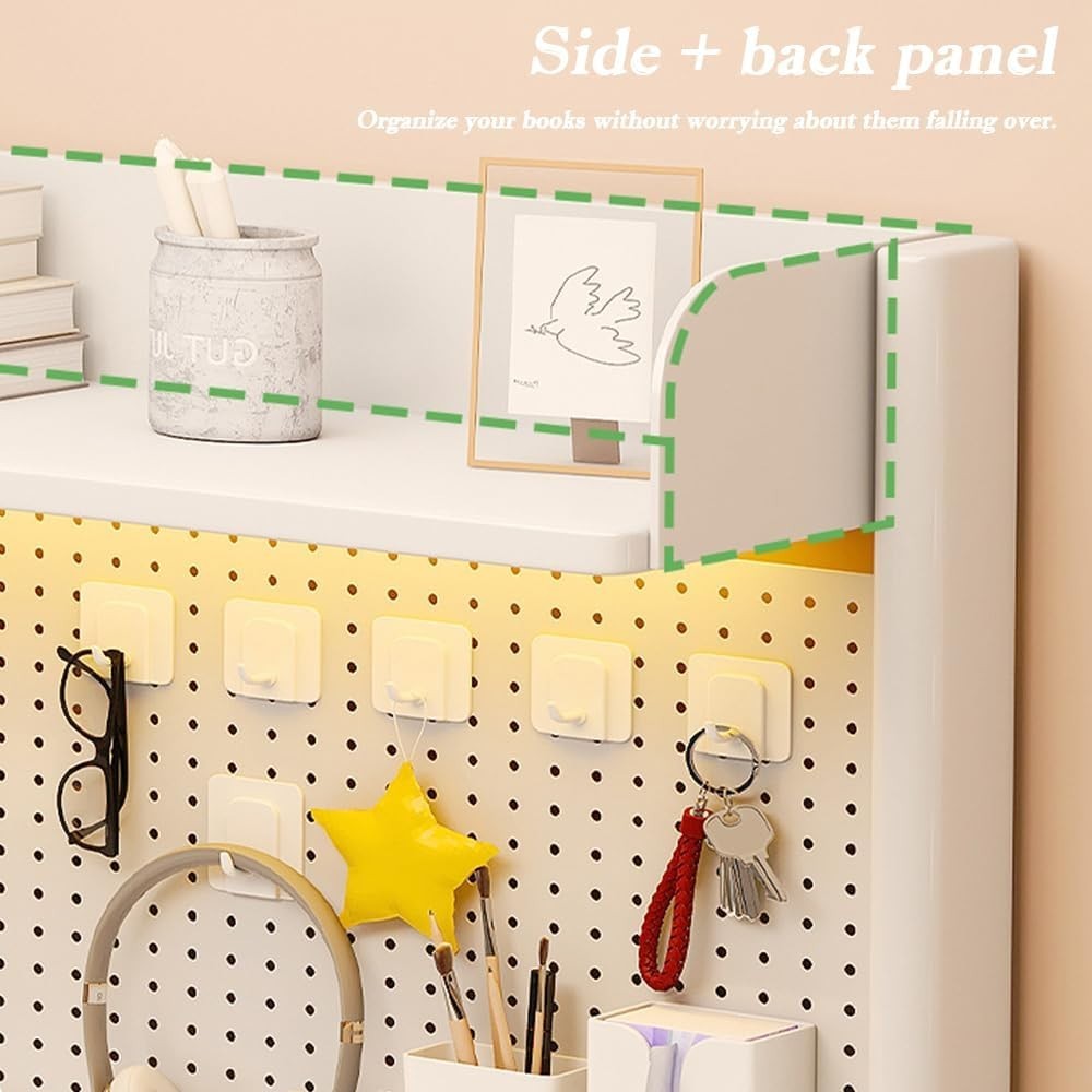 Clamp-On Desk Organizer Shelf 2-Tier Pegboard Hutch Rack 80cm White