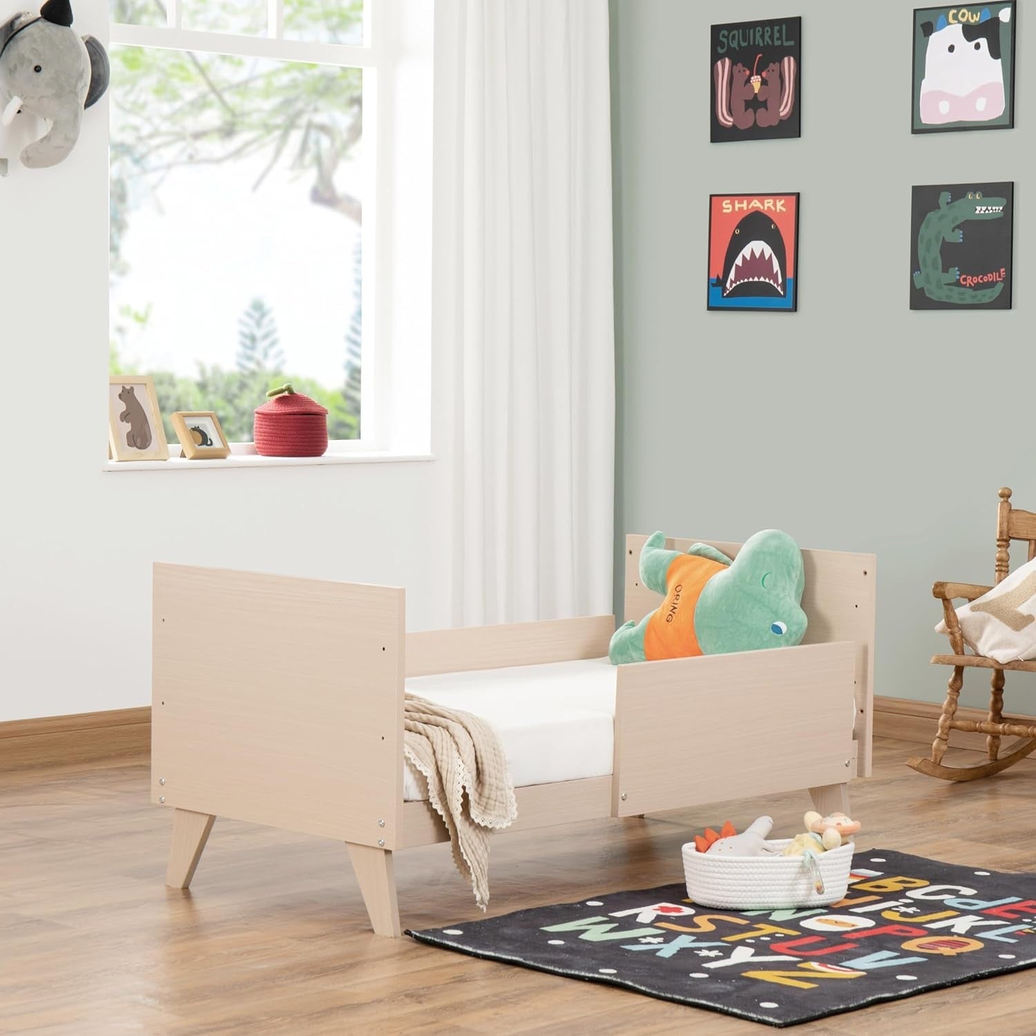 3in1 Convertible Toddler Bed Baby Cot Bed & Sofa Adjustable Height w/ Mattress