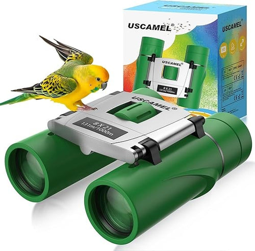 8x21 Waterproof Compact Binoculars Kids & Adults Outdoor Bird Watching Green