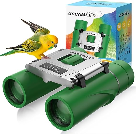 8x21 Waterproof Compact Binoculars Kids & Adults Outdoor Bird Watching Green