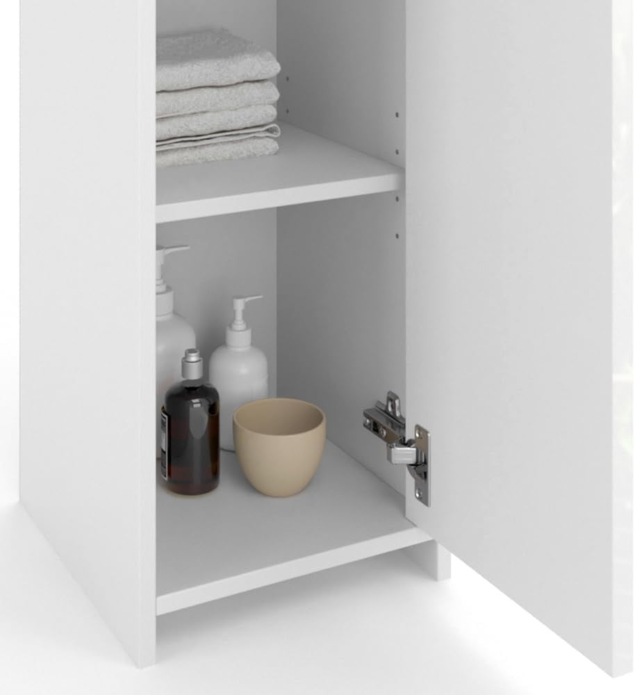 Slim Lockable Bathroom Storage Cabinet with Door & Shelf, 30x95 cm