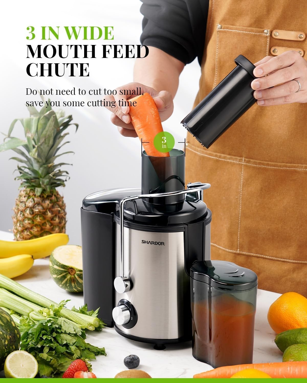 800W Centrifugal Juicer 3 Speed Control Wide Chute High Juice Yield