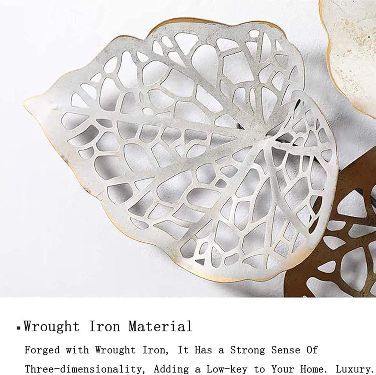 Large 3D Metal Leaf Wall Art Gold Iron Sculpture 143cm