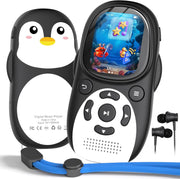 Kids MP3 Player 64GB Bluetooth 5.3 Penguin FM Speaker Recorder