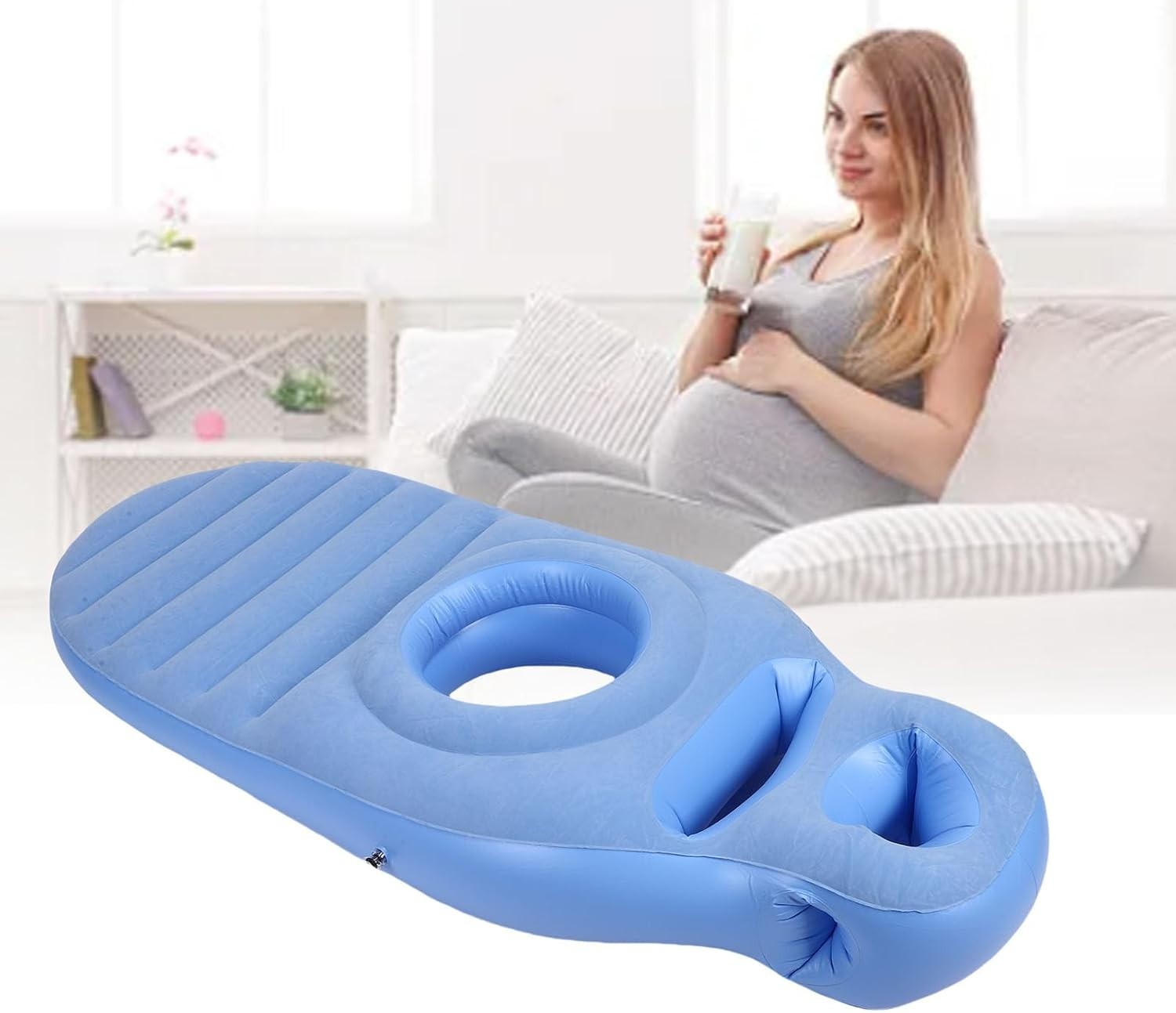 Inflatable Pregnancy Pillow Full Body Maternity Air Bed Belly Hole PVC