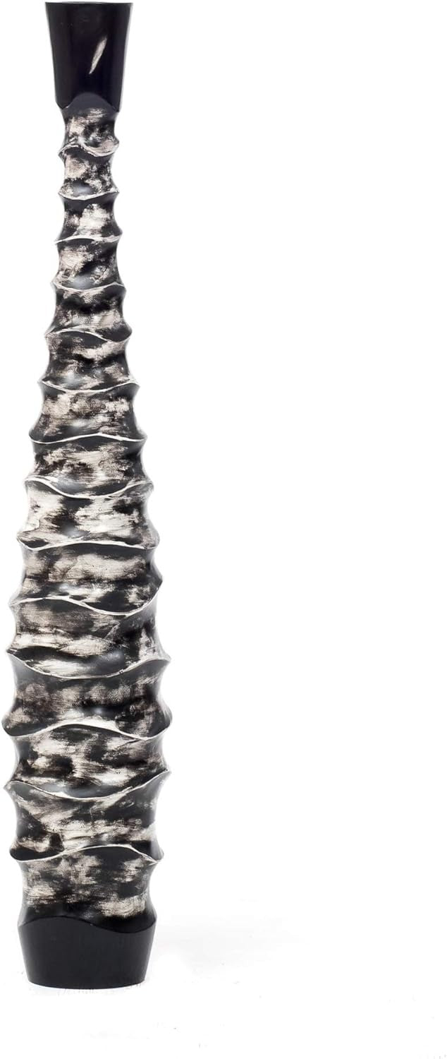 Large Black White Floor Vase 85cm Tall Wooden Decor for Pampas Grass