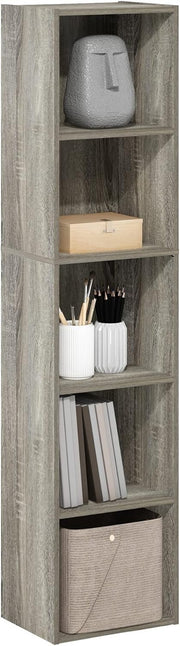 5 Cube Bookcase Storage Open Shelf Compact Design Organizer Bookshelf French Oak