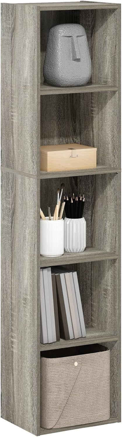 5 Cube Bookcase Storage Open Shelf Compact Design Organizer Bookshelf French Oak