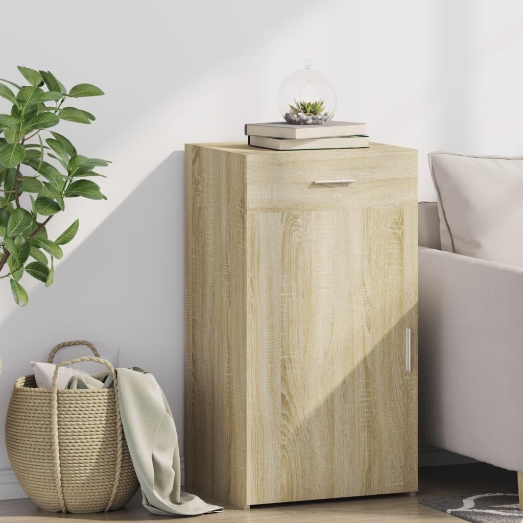 Moisture Resistant Sonoma Oak Sideboard Cabinet with Drawer – Easy Clean