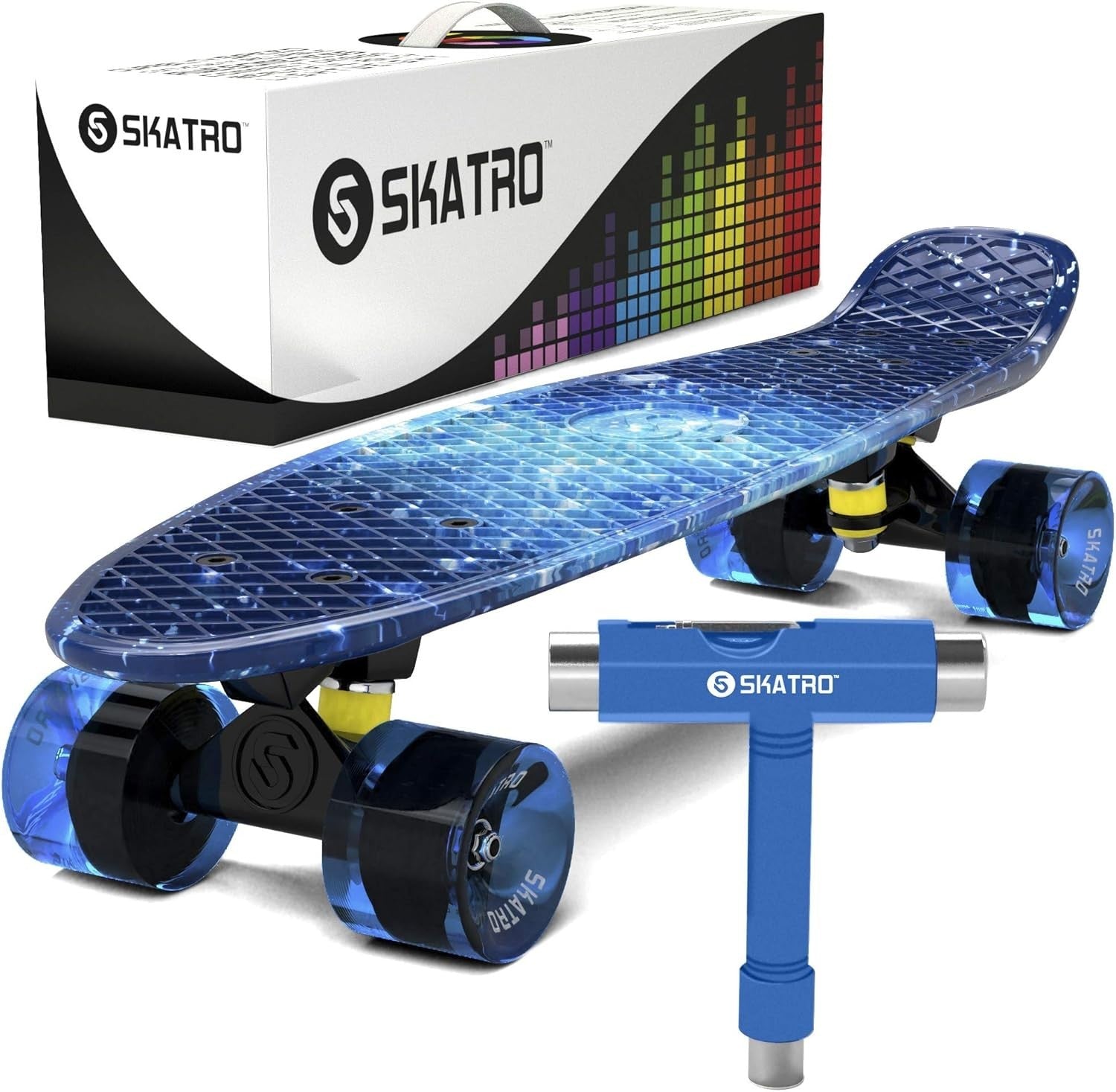 22" Mini Cruiser Skateboard Milky Way Plastic Aluminum Complete