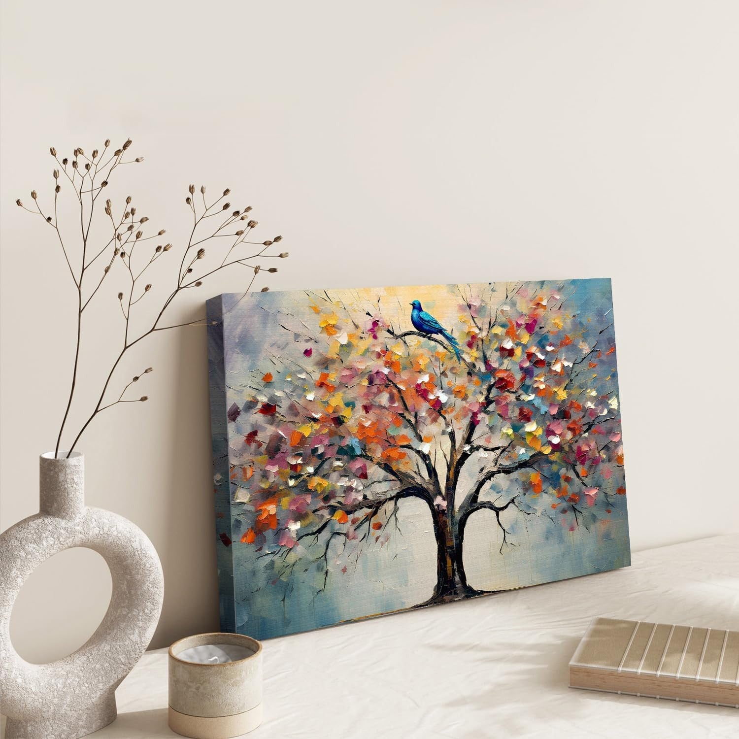 Framed Tree of Life Canvas Wall Art Colourful Modern Living Room Decor