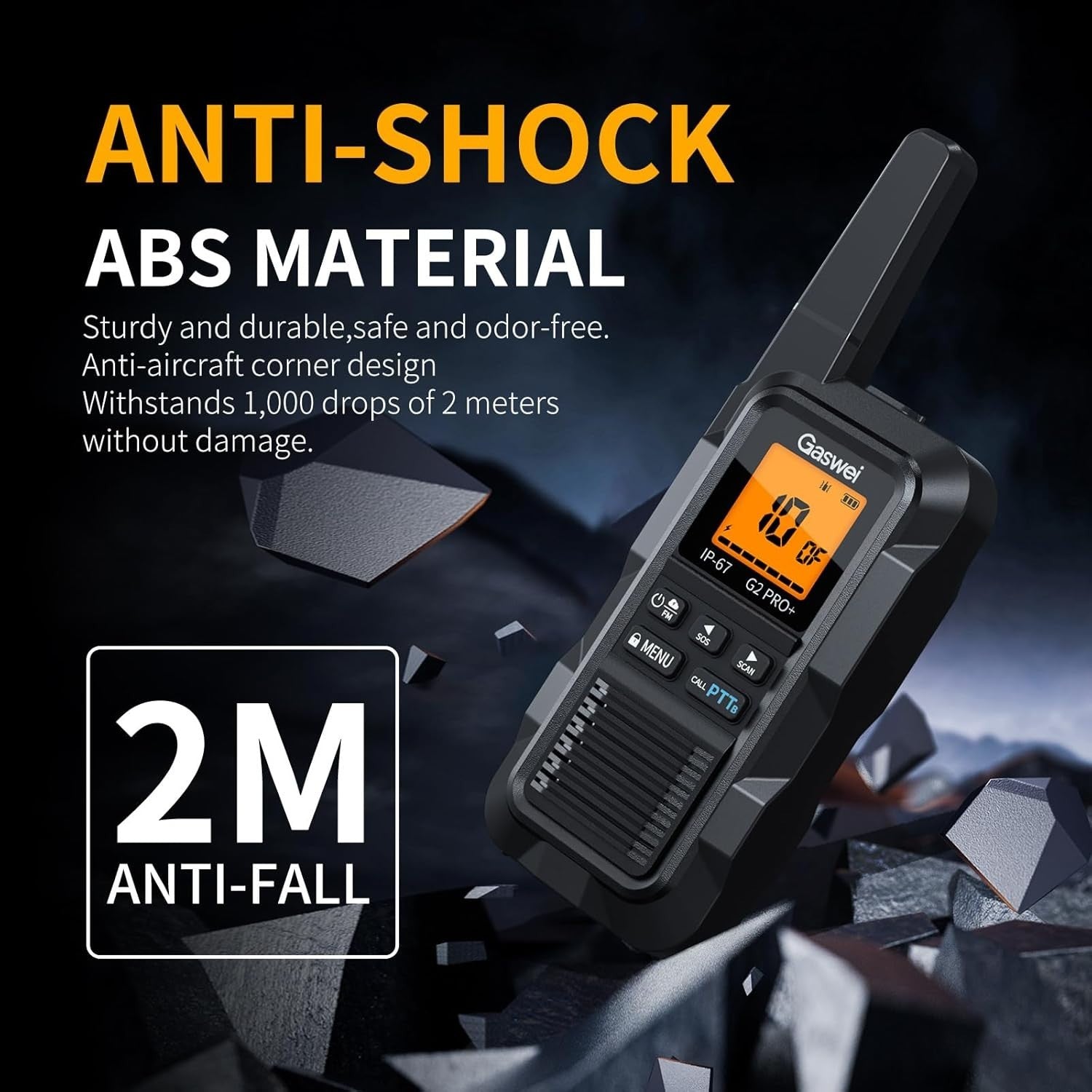 IP67 Waterproof Floating Walkie Talkies 2 Pack Long Range VOX FM SOS