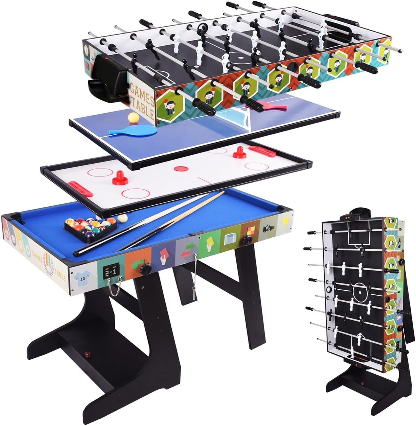 4ft Folding Multi Game Table Pool Foosball Hockey Tennis Set