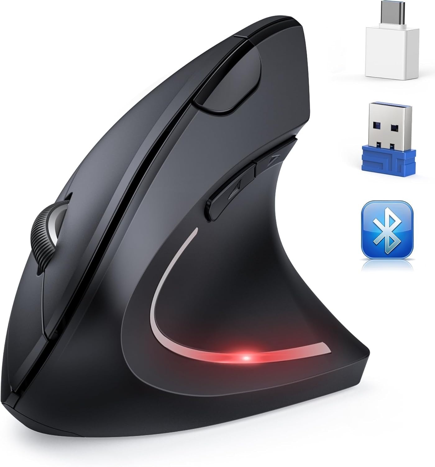 Vertical Ergonomic Wireless Mouse BT 5.0 USB-C Silent 6 Button