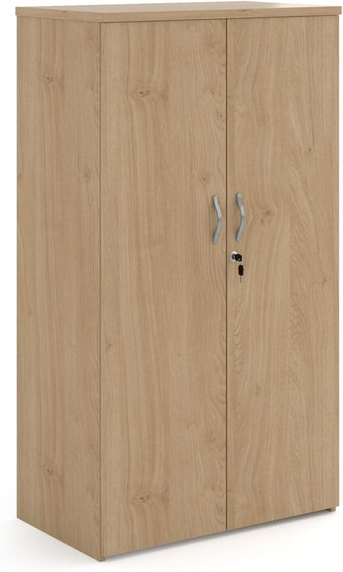 Kendal Oak Office Cupboard Lockable Double Door Storage Cabinet with 3 Shelves