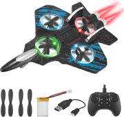Foam RC Plane Toy for Kids with LED Lights, 360° Flip & Stunt Roll