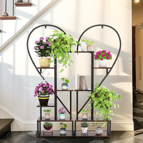 6 Tier Heart Shape Metal Plant Stand Indoor Outdoor Flower Shelf Rack 2 Pack