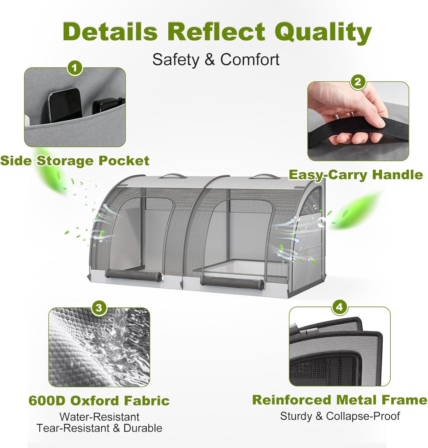 Foldable Dog Crate Carrier 100cm Pet Travel Car Seat Dual Door Bag