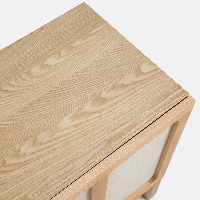 Modern Ash TV Unit with Linen Doors – Wide Media Console with Storage