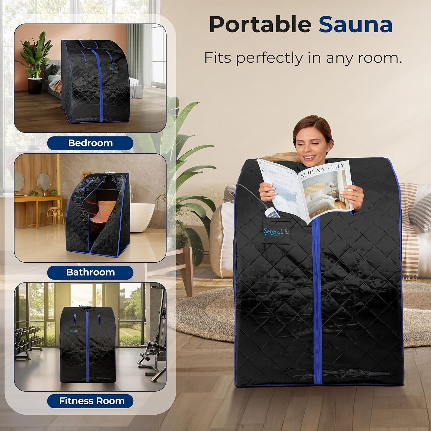 Portable Home Sauna Tent – Infrared Steam Sauna with Chair & Foot Pad