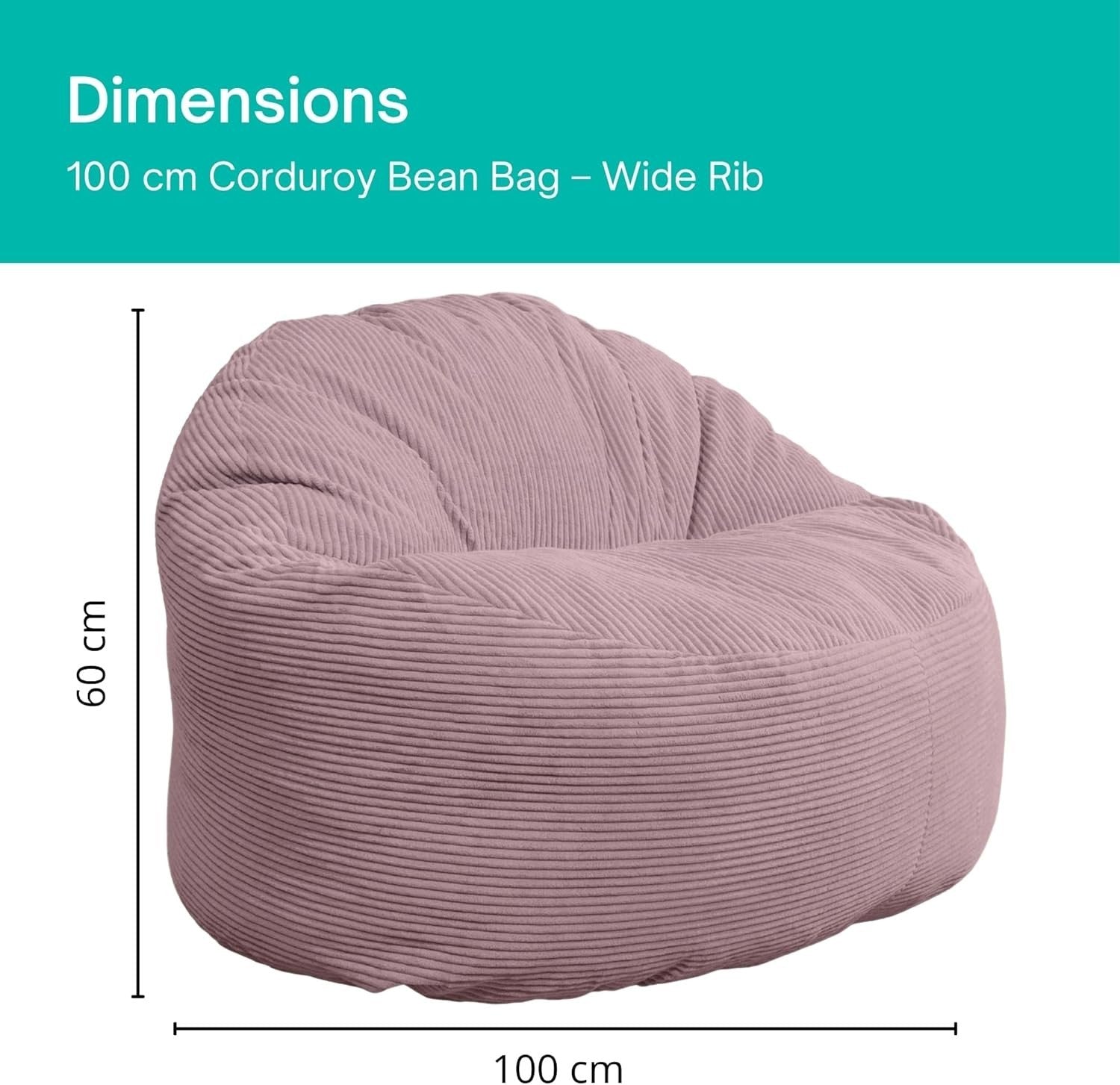 Large Corduroy Bean Bag Chair Sofa | Soft Foam Filled | Back Support | Adult