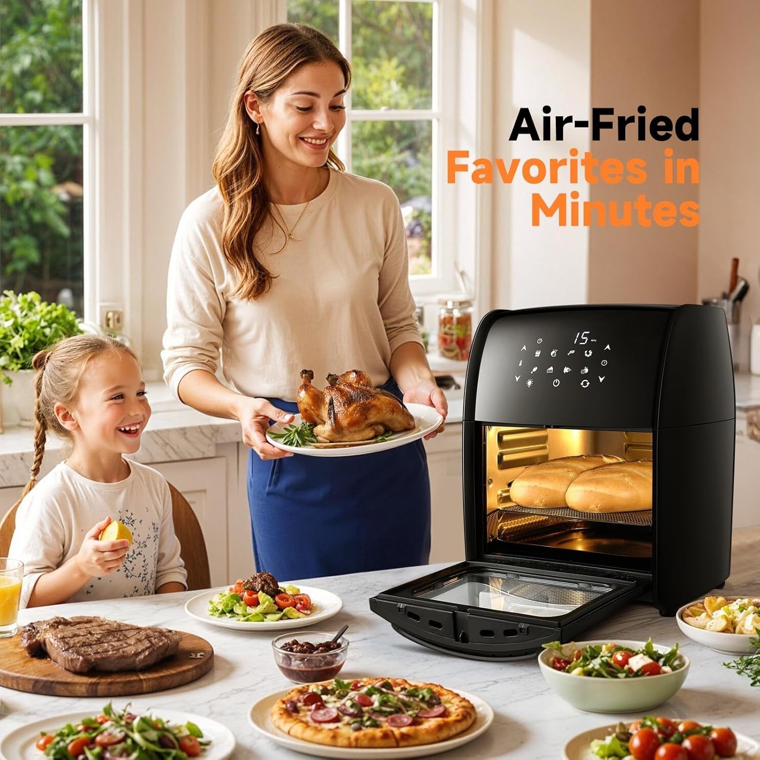 12L Air Fryer Oven With Rotisserie | Digital Touchscreen | 8 Presets 1800W