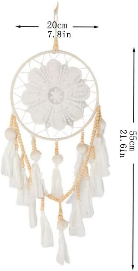 Boho Macrame Dream Catcher Wall Hanging – Cotton Tassel Decor