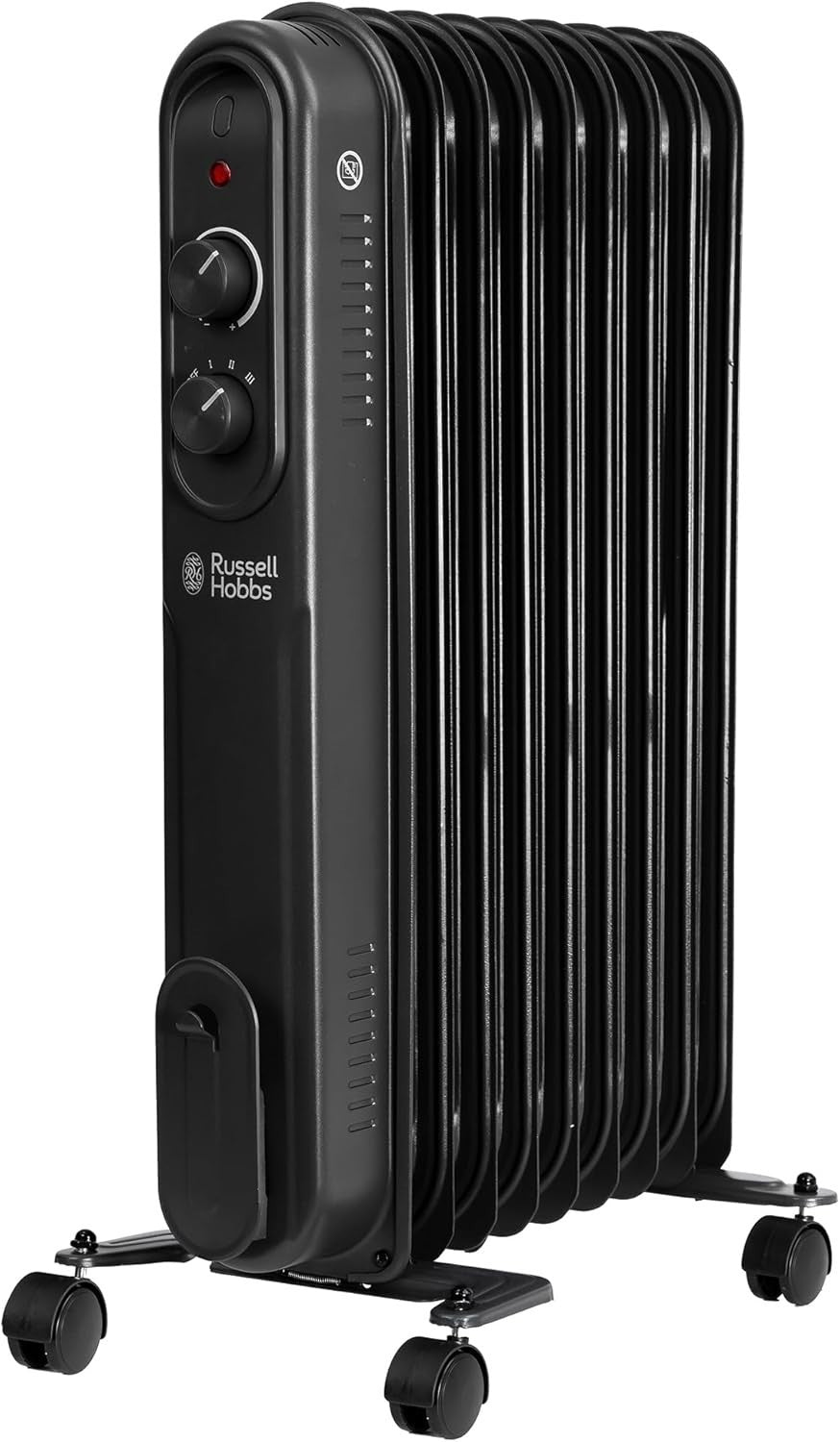 2000W 9-Fin Oil Filled Portable Radiator Heater Black with Thermostat