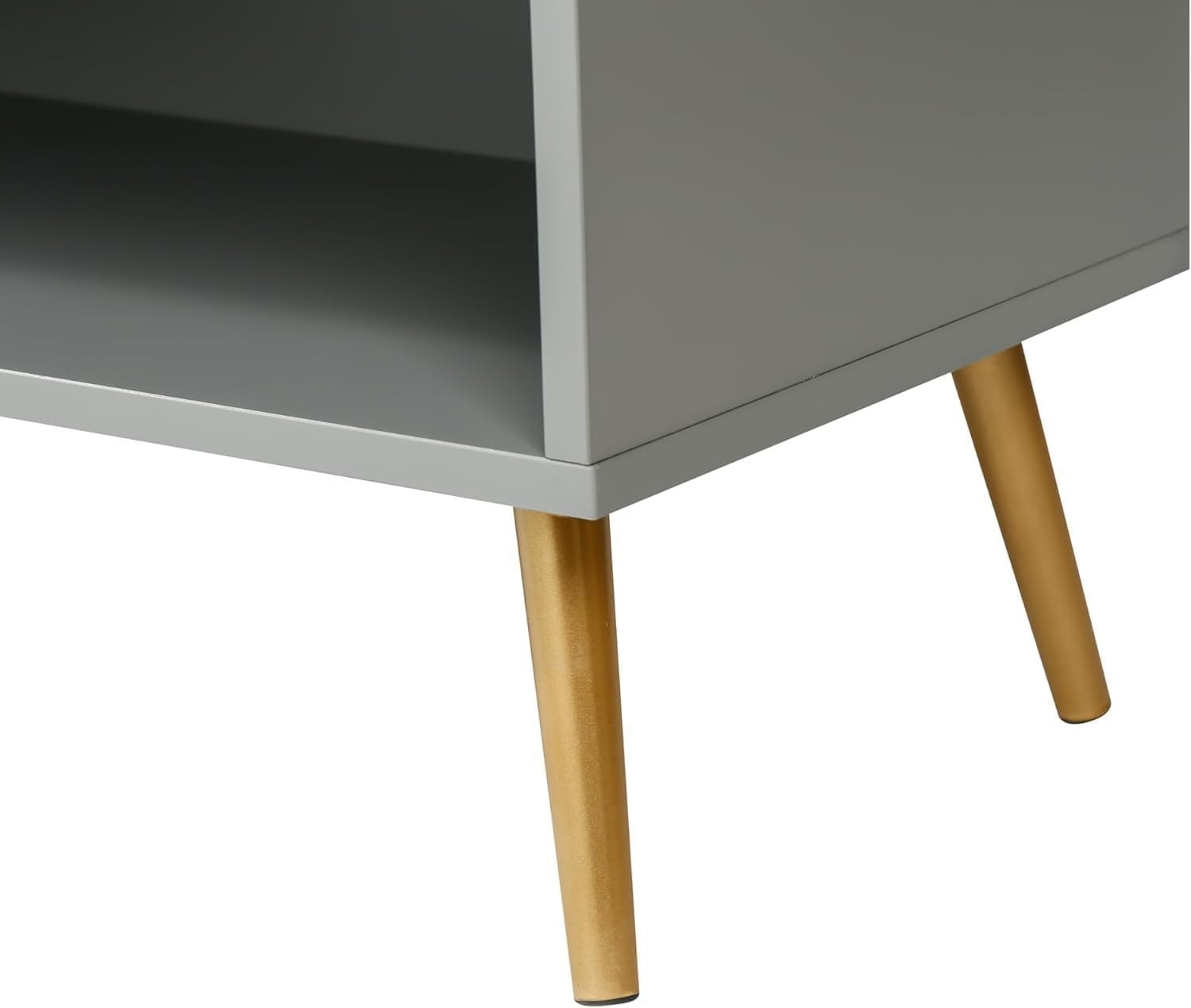 Large Grey Shoe Cabinet 4 Door Storage Cupboard w/ Gold Legs 120x35x100cm
