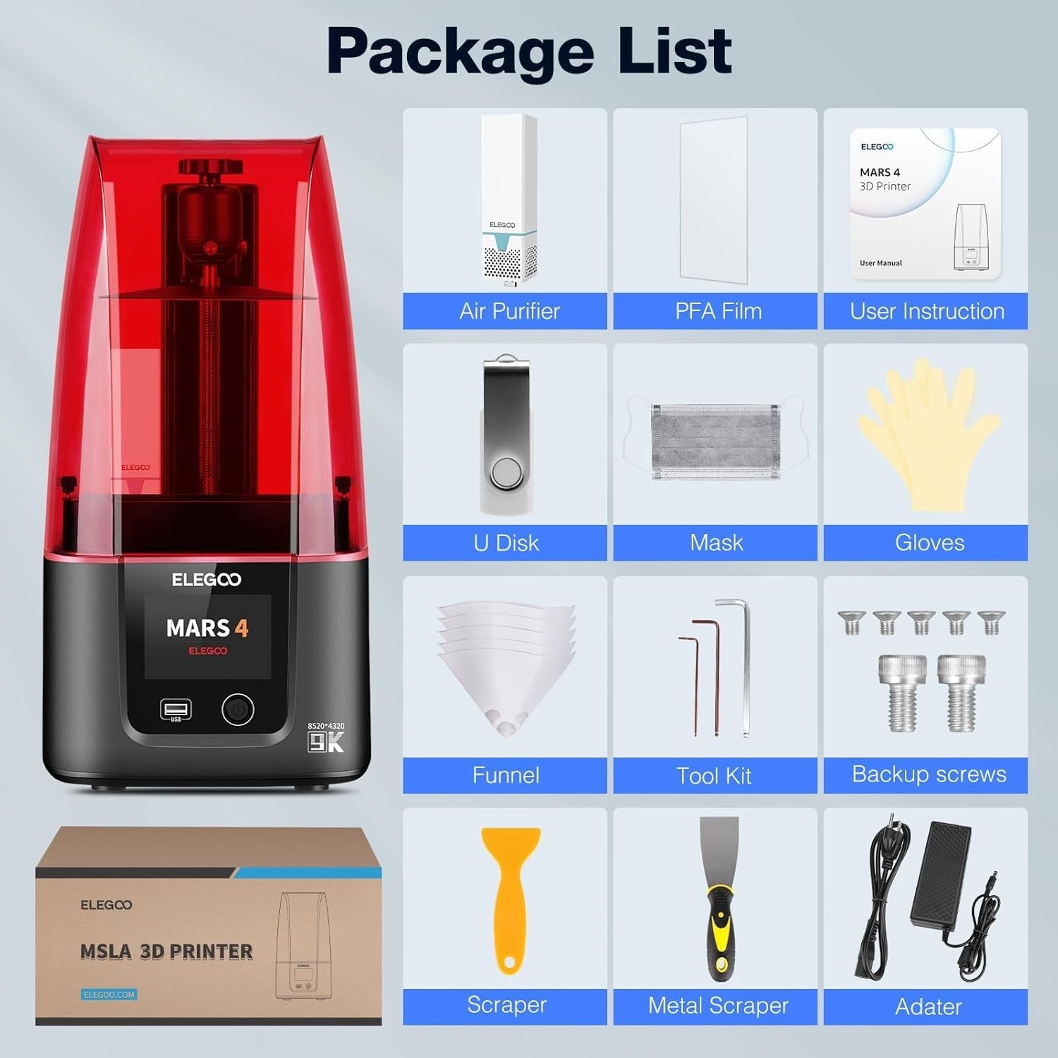 9K Resin 3D Printer 7'' Mono LCD High Precision MSLA Desktop