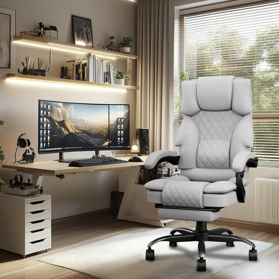 Gaming Chair Memory Foam Large Recliner Foot Rest Black Ergonomic Computer Desk